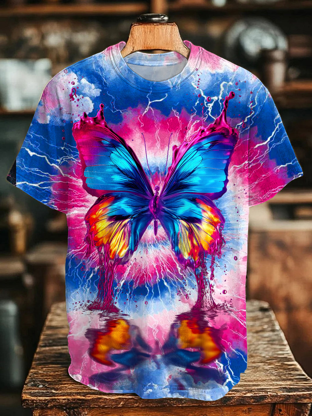 Hippie Colorful Butterfly Crew Neck T-shirt
