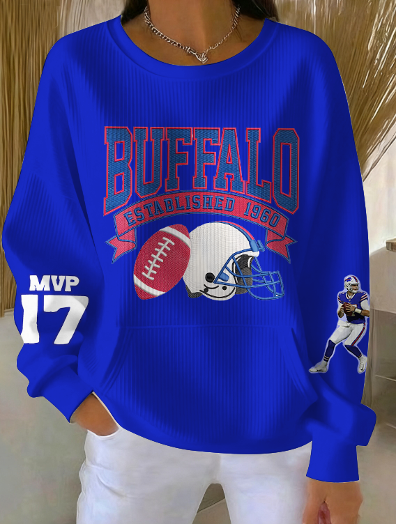 Women's Buffalo Bills Printed Crew Neck Pocket Sweatshirt