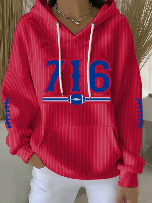 716 Football Hooded Pullover Sweatshirt