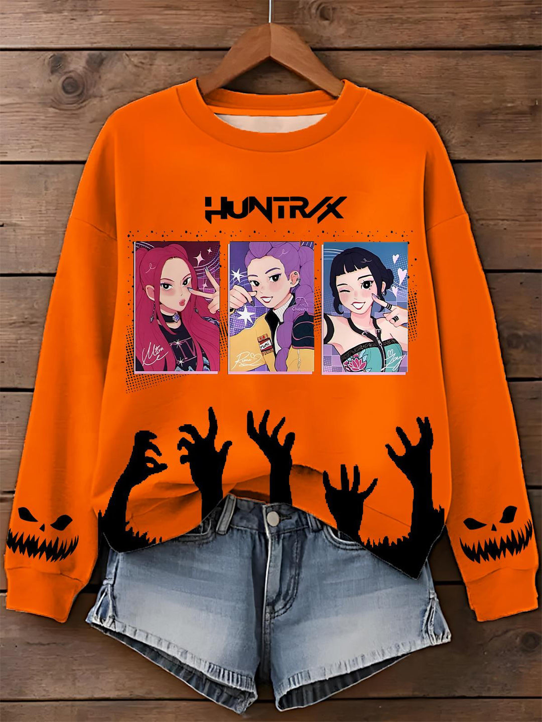 Demon Hunter Halloween Printed Long Sleeve Casual Top