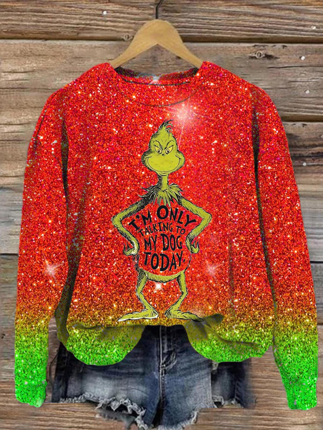 I'm Only Talking To My Dog Today Printed Long Sleeve Casual Top