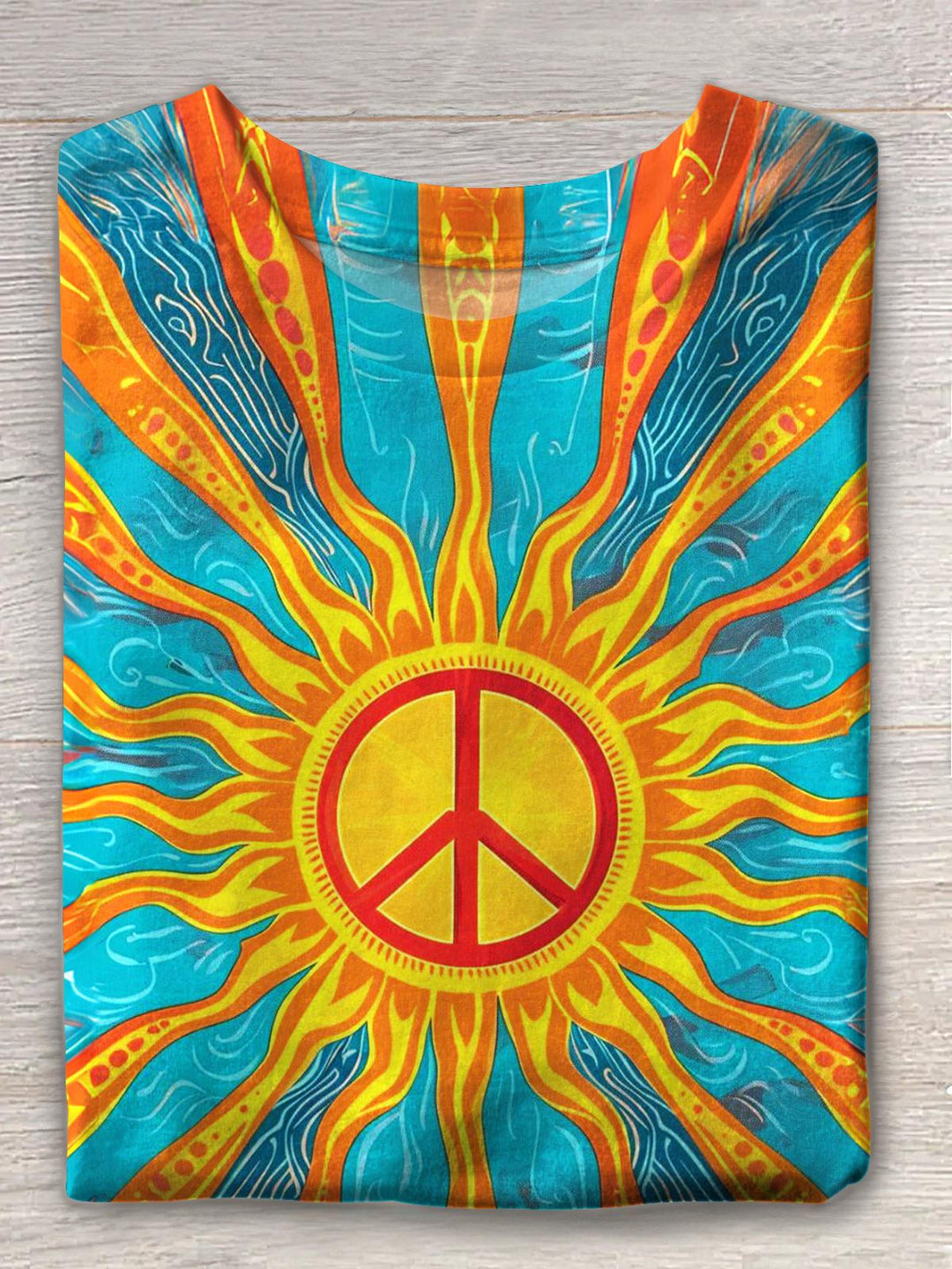 Retro Hippie Printed Crew Neck T-shirt