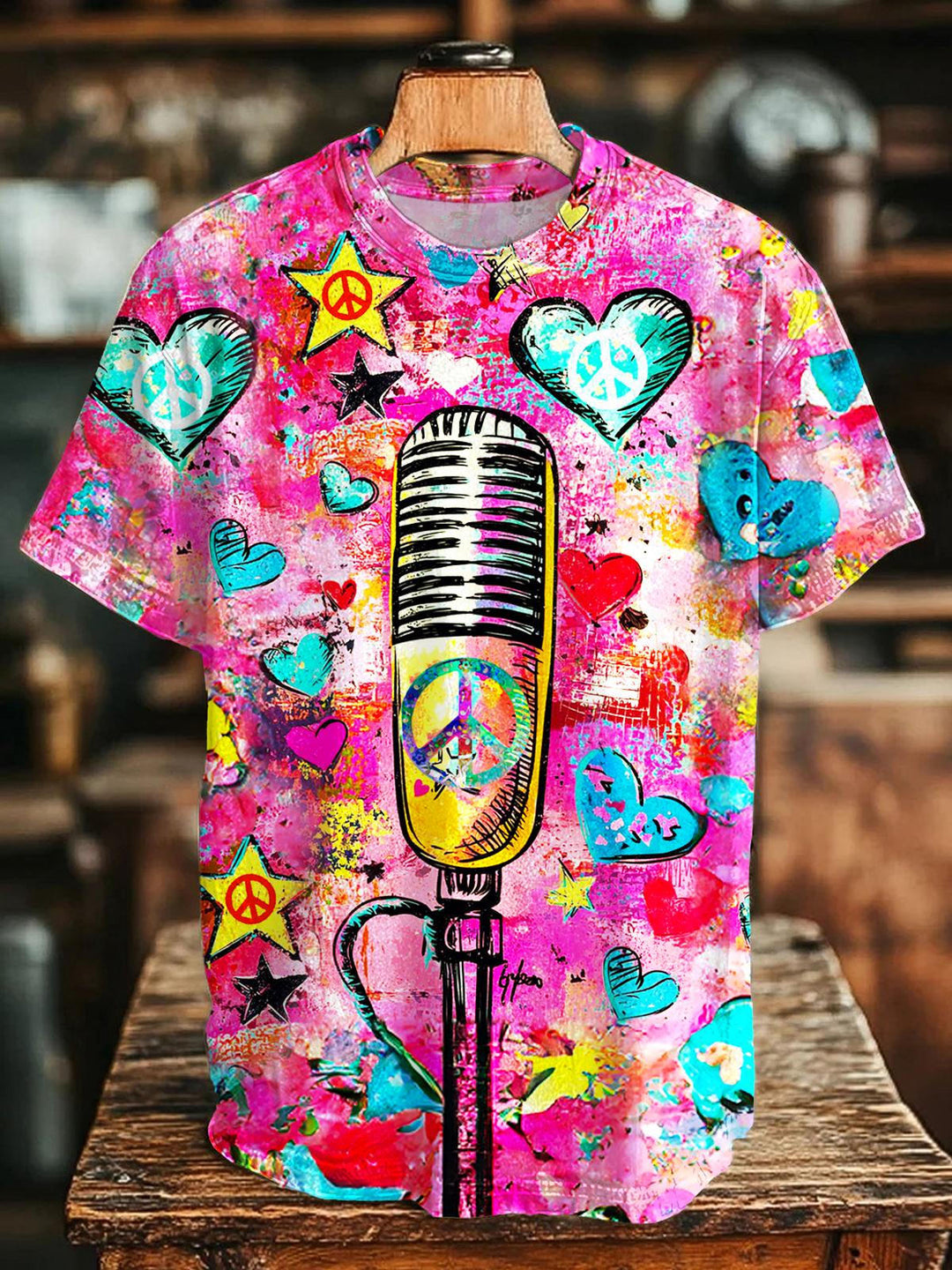 Hippie Music Printed Crew Neck T-shirt