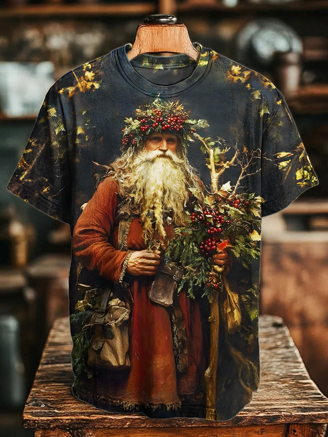 Retro Country Santa Claus Crew Neck T-shirt