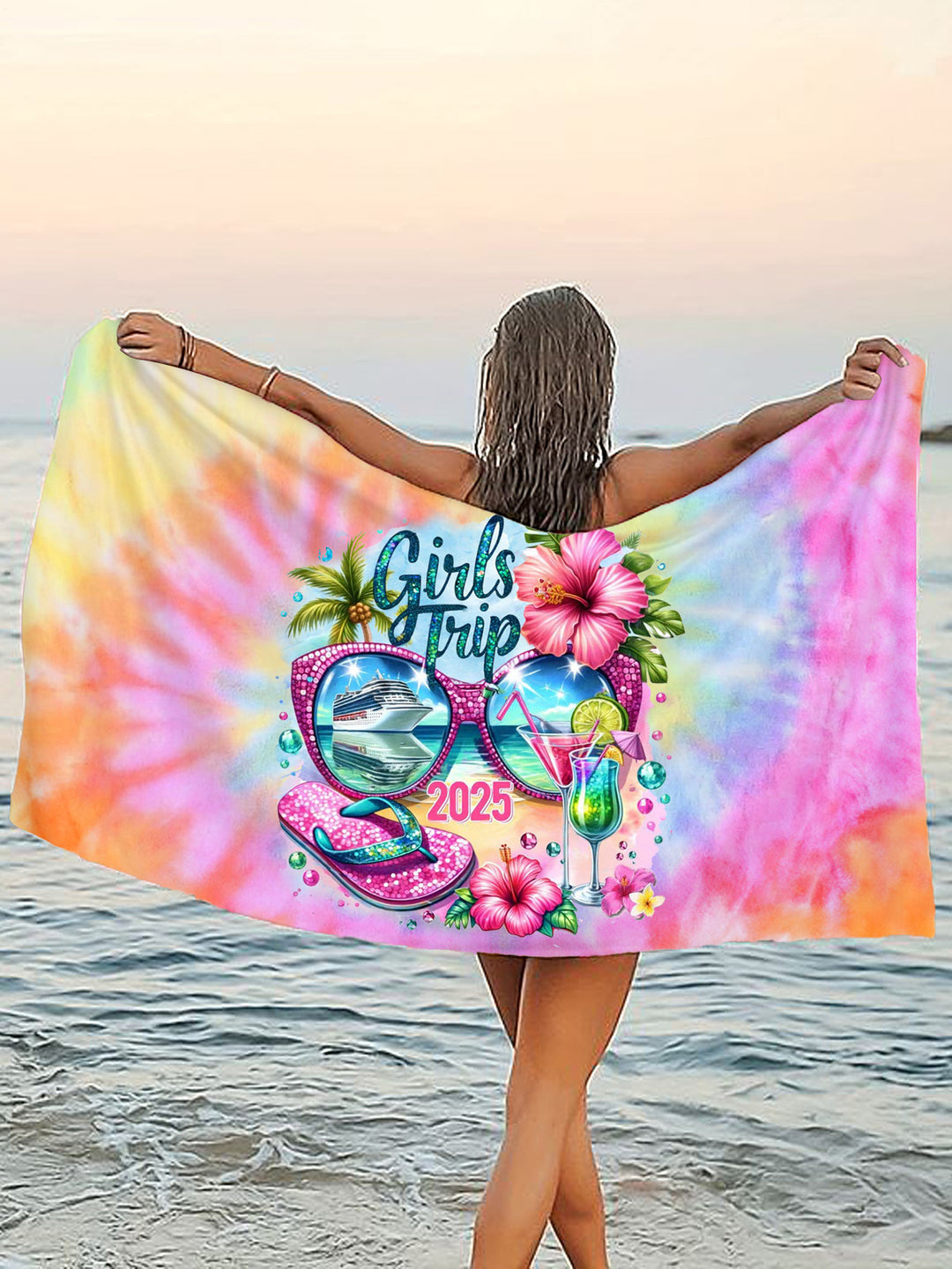 Girl Trip 2025 Flannel Beach Towel