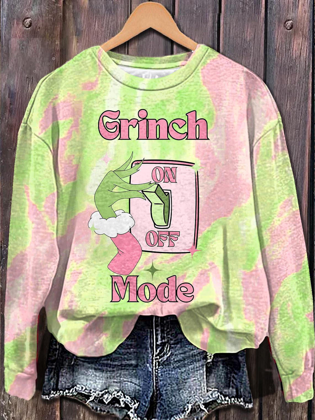 Fun Grinch Printed Long Sleeve Casual Top