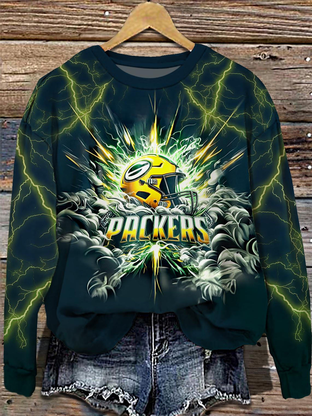 Women's Football Match Day Mascot Print Round Neck Long Sleeve Top