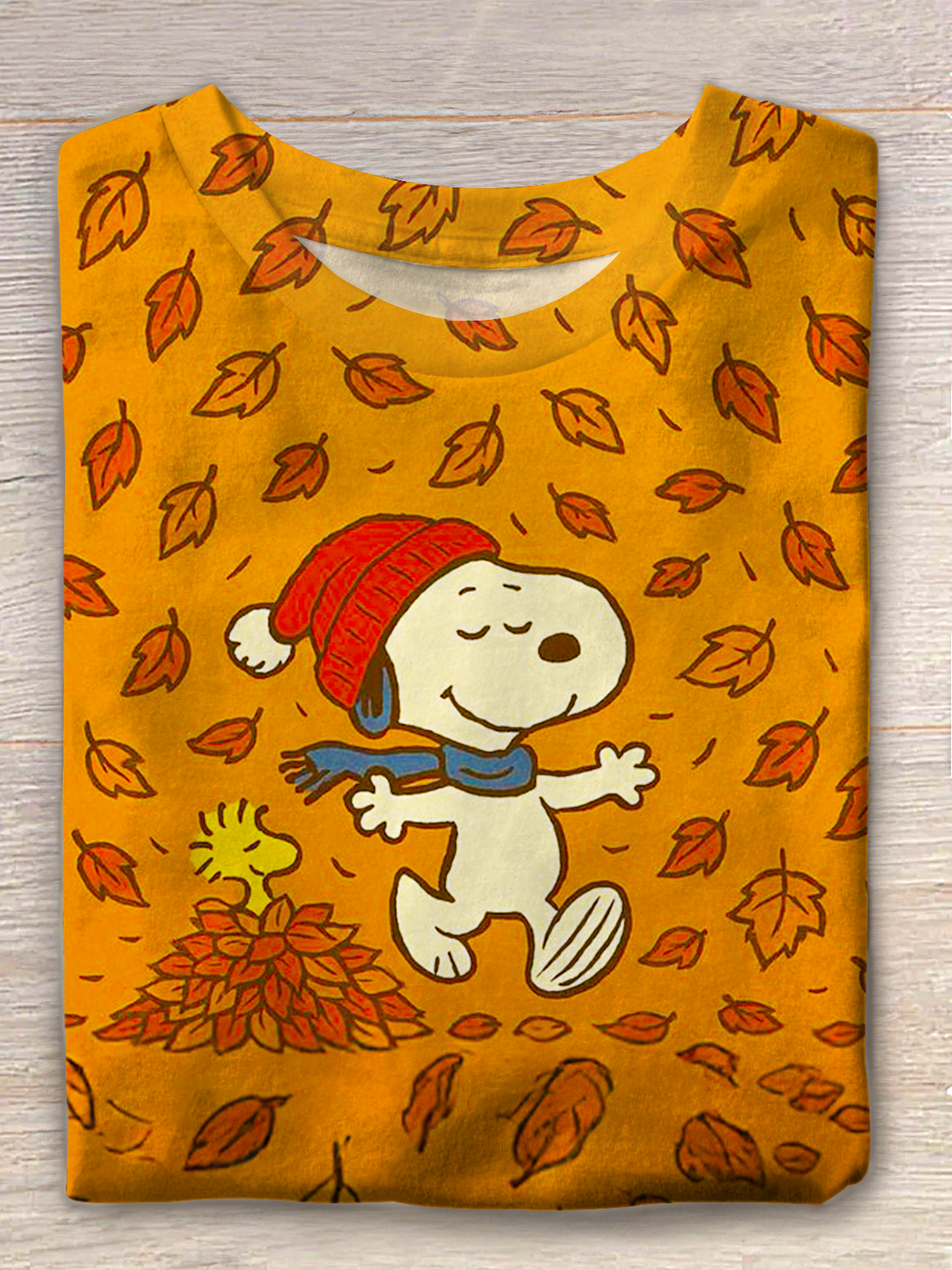 Fun and Cozy Autumn Snoopy Crew Neck T-shirt