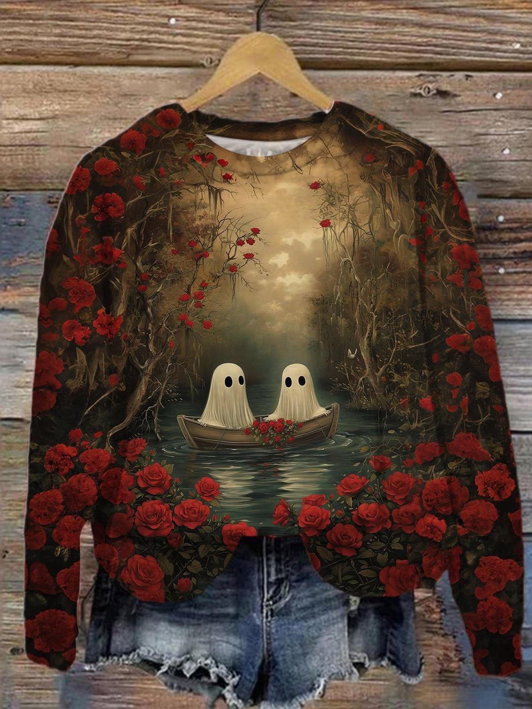 Ghost In The Sea Of Flowers Long Sleeve Casual Top
