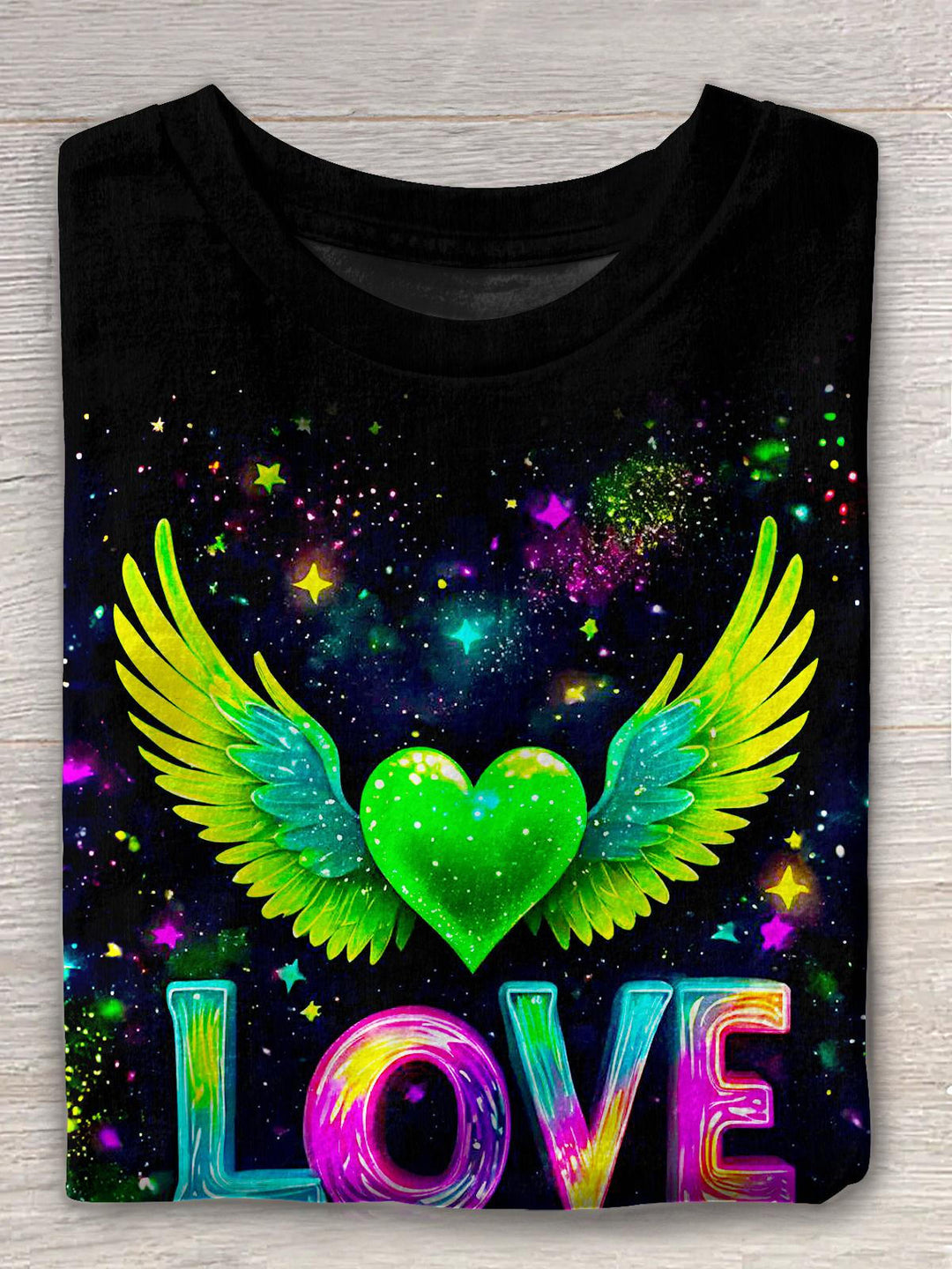 Hippie Heart Wings Printed Crew Neck T-shirt