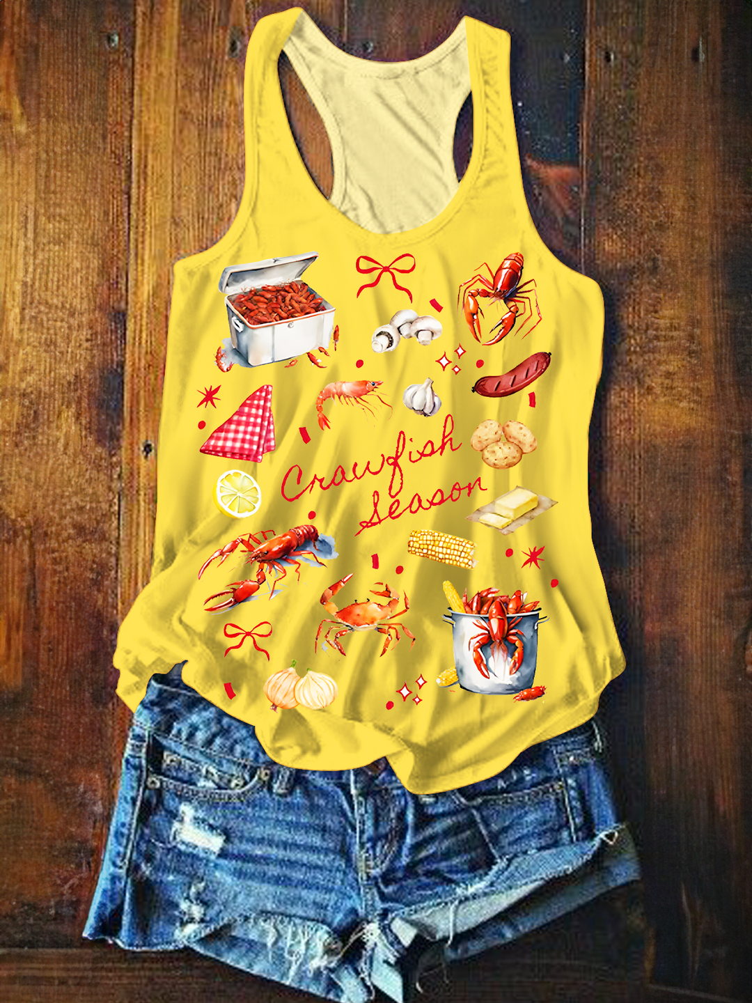 Crawfish Boil Printed Casual Tank Top