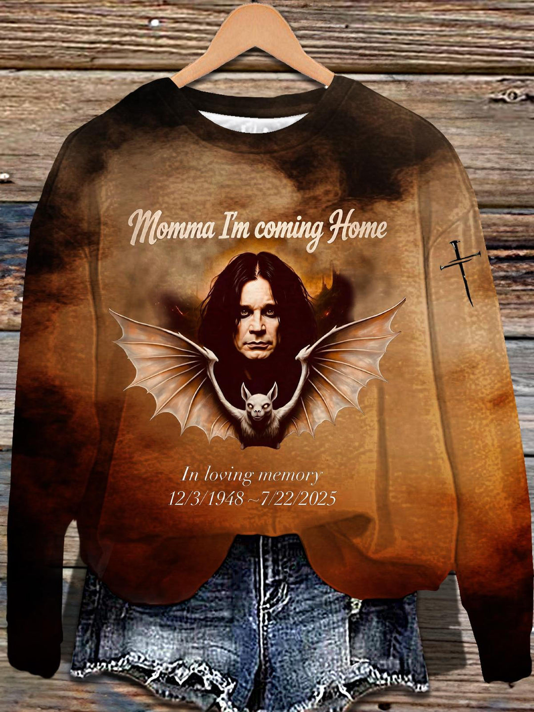 Ozzy Osbourne Retro Printed Long Sleeve Casual Top