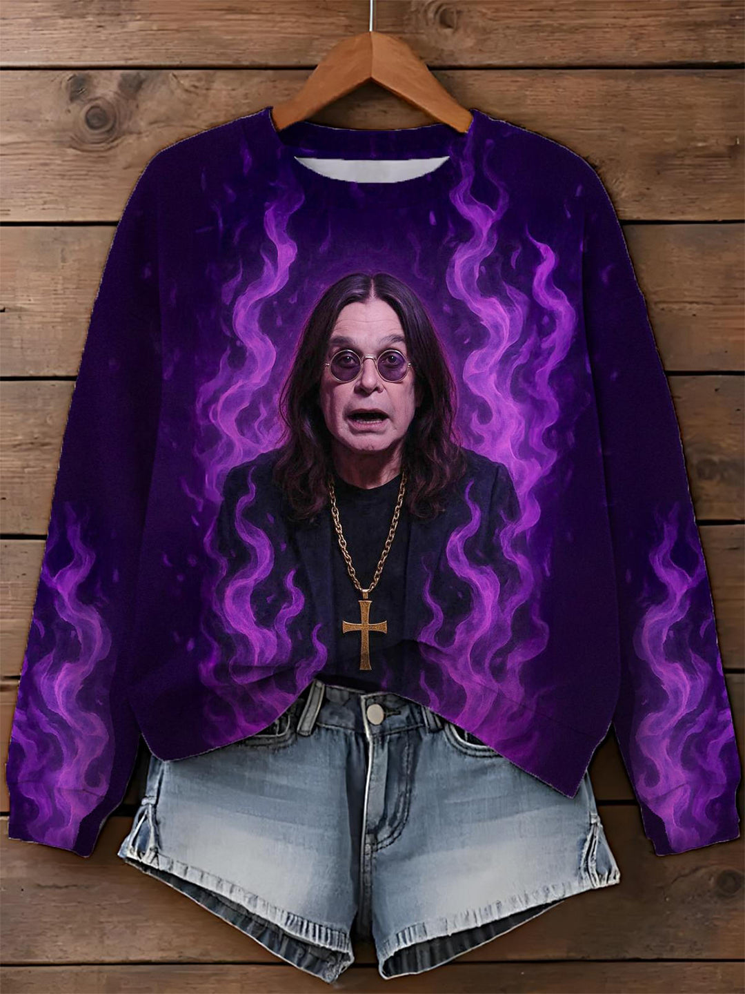 Ozzy Osbourne Printed Long Sleeve Casual Top