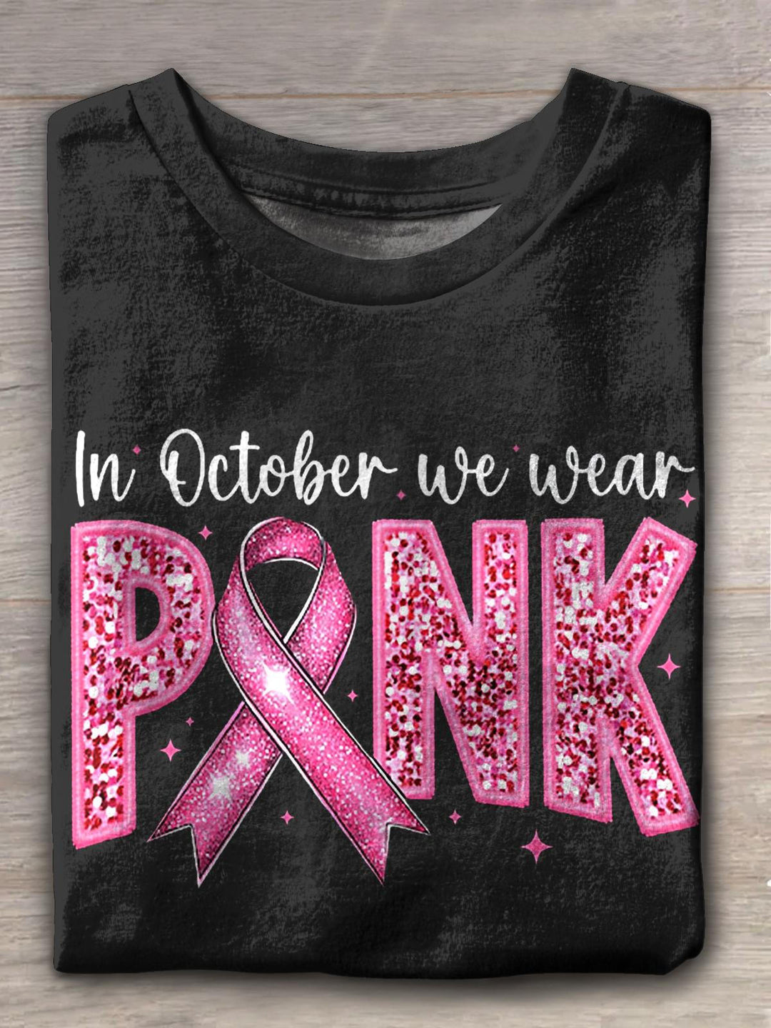 In October We Wear Pink Crew Neck T-shirt