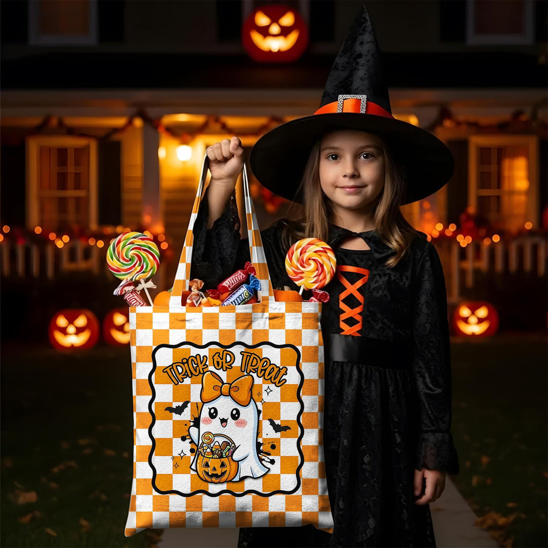 Halloween Candy Shoulder Zipper Canvas Bag