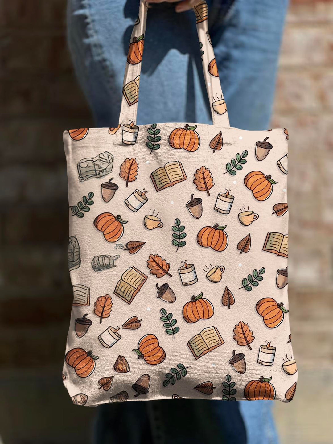 Halloween Pumpkin Shoulder Zipper Canvas Bag