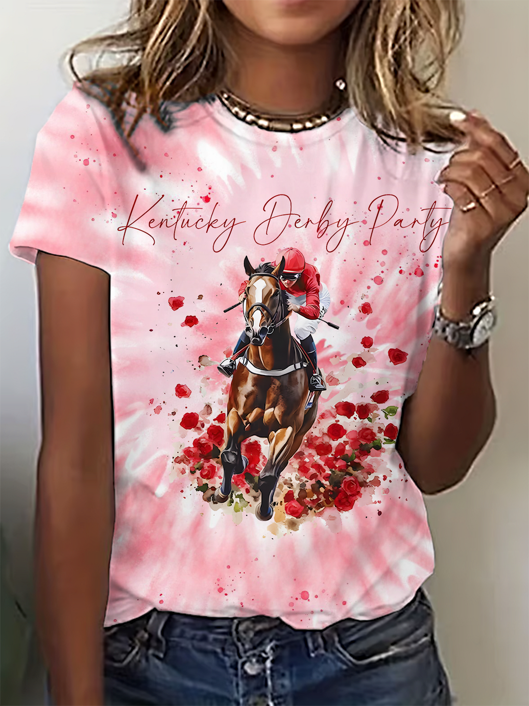 Kentucky Derby Party Race For The Roses Crew Neck T-shirt