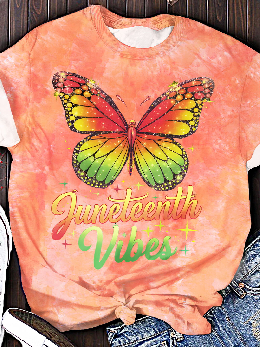 Juneteenth Vibes Butterfly Crew Neck T-shirt