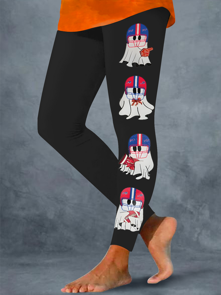 Halloween Ghost Buffalo Football Print Leggings