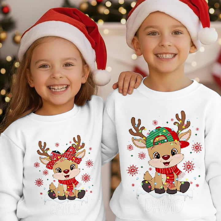 Cute Cartoon Christmas Elk Children's Crew Neck Sweatshirt