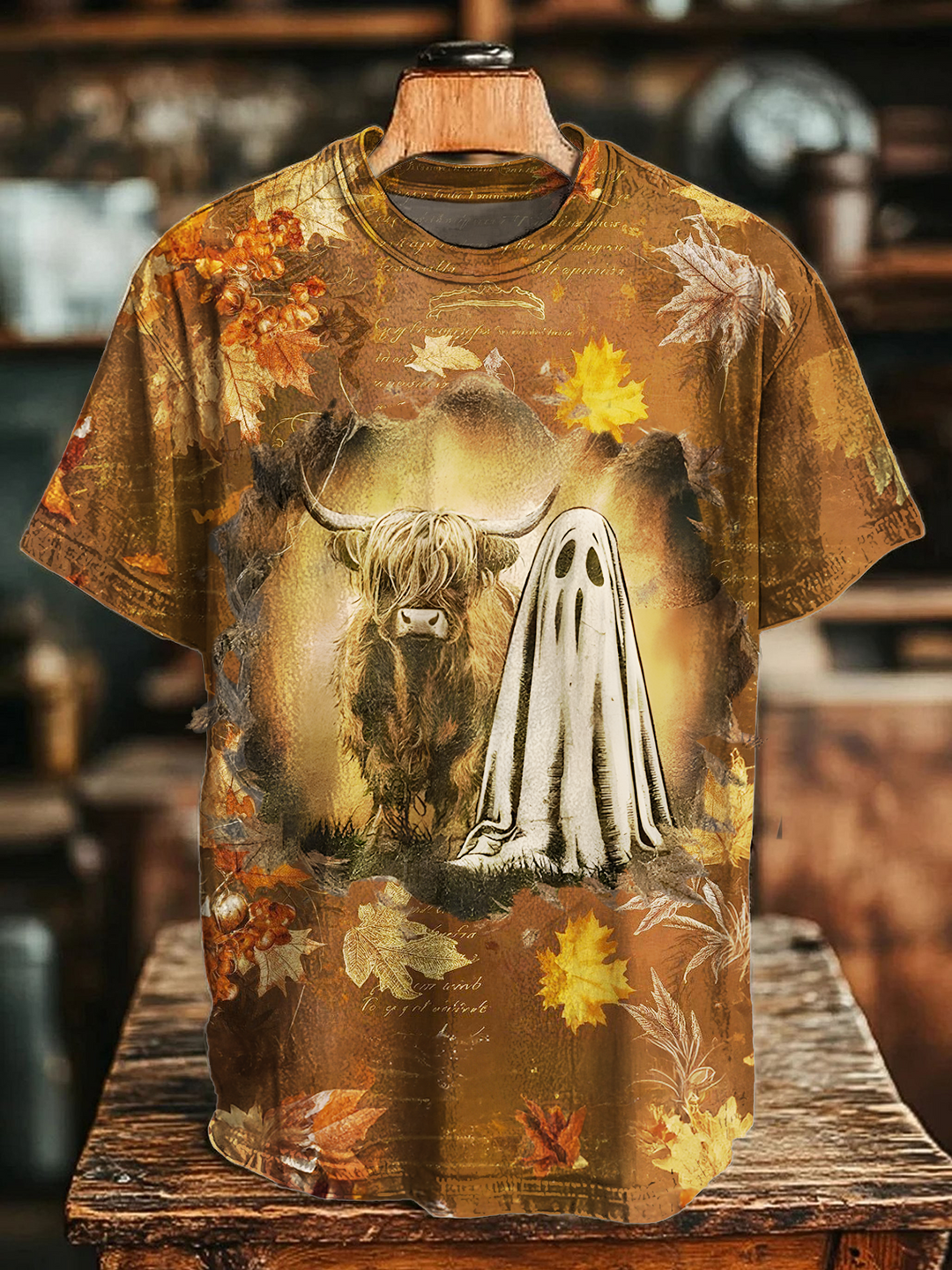 Highland Cow Ghost Crew Neck T-shirt