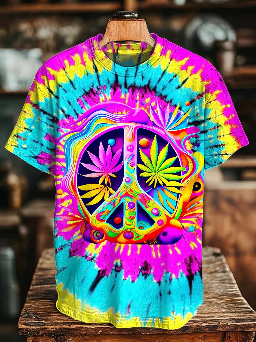 Vintage Tie-Dye Hippie V-neck T-Shirt