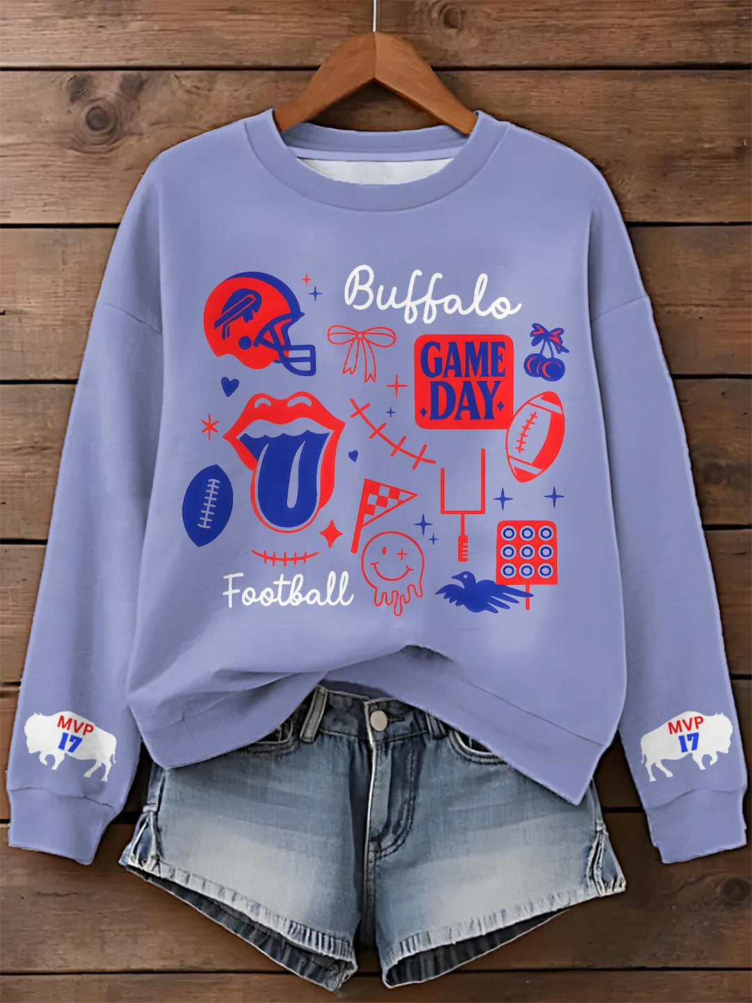 Buffalo Bills Printed Long Sleeve Casual Top