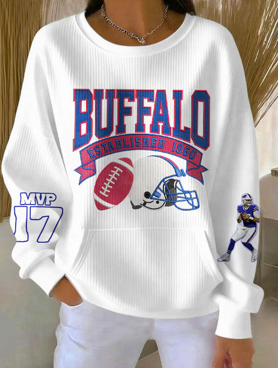 Women's Buffalo Bills Printed Crew Neck Pocket Sweatshirt