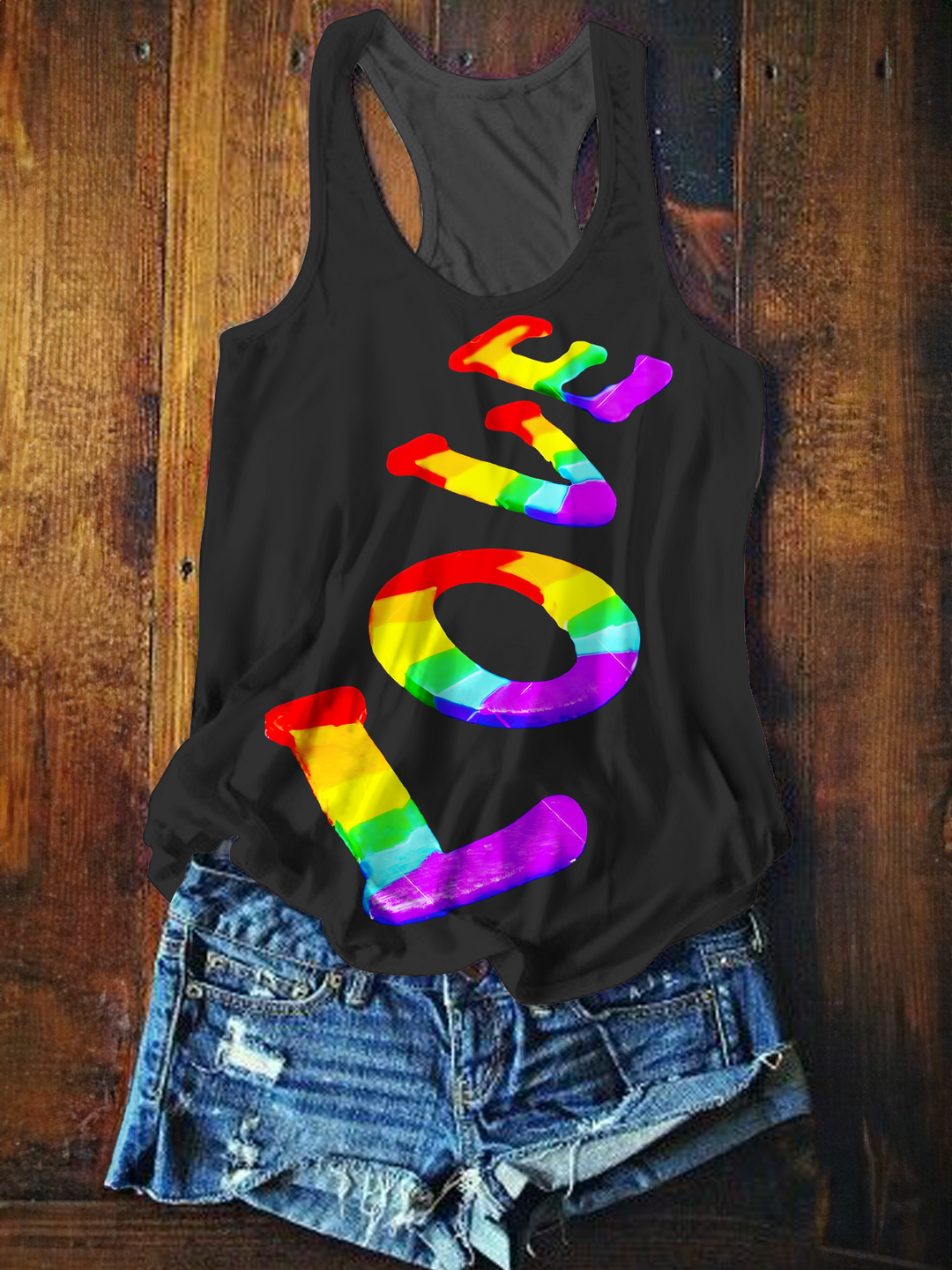Colorful Hippie Love Printed Casual Tank Top
