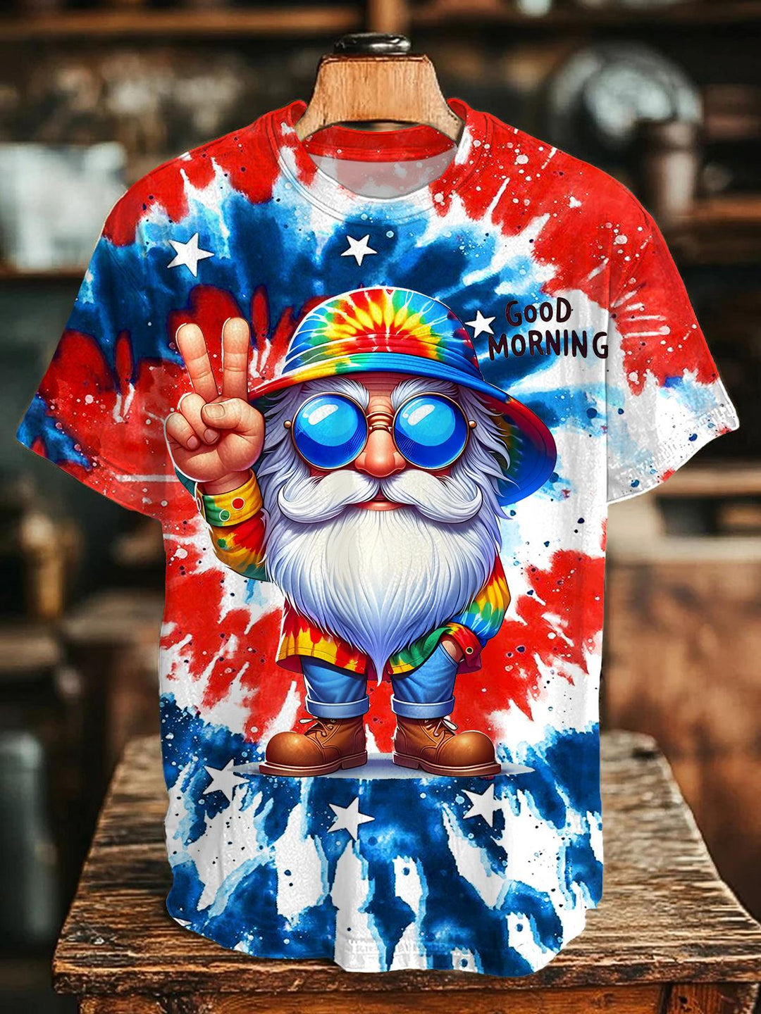Hippie Santa Tie Dye Crew Neck T-shirt