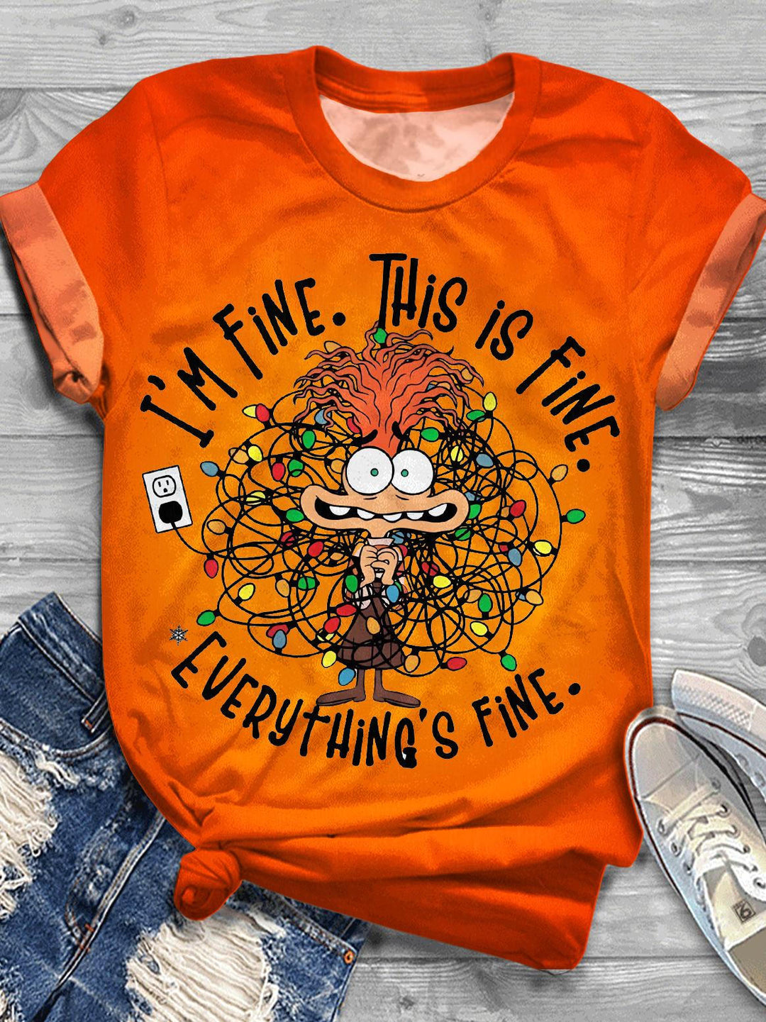 Christmas Fun Print Crew Neck T-shirt