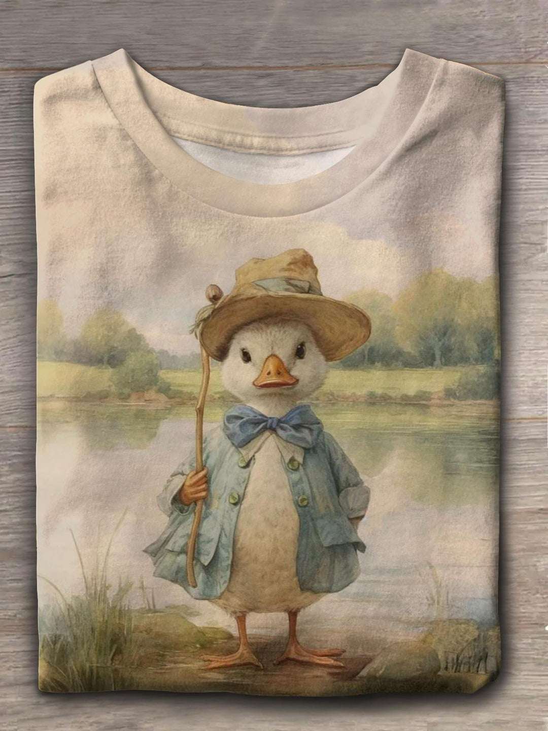 Women's Cute Duck Field Print Casual T-shirt