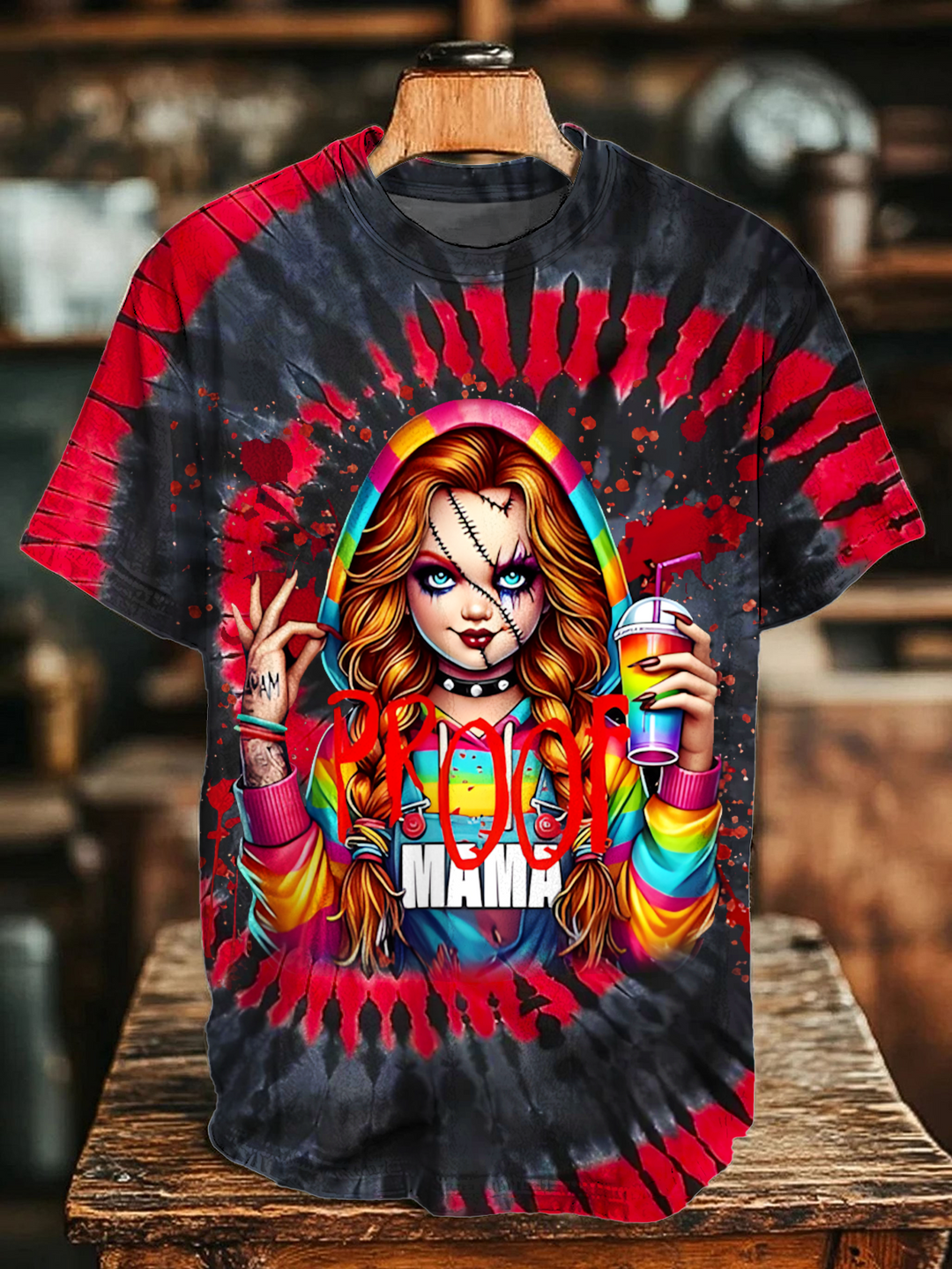 Horror Halloween Characters MAMA Crew Neck T-shirt