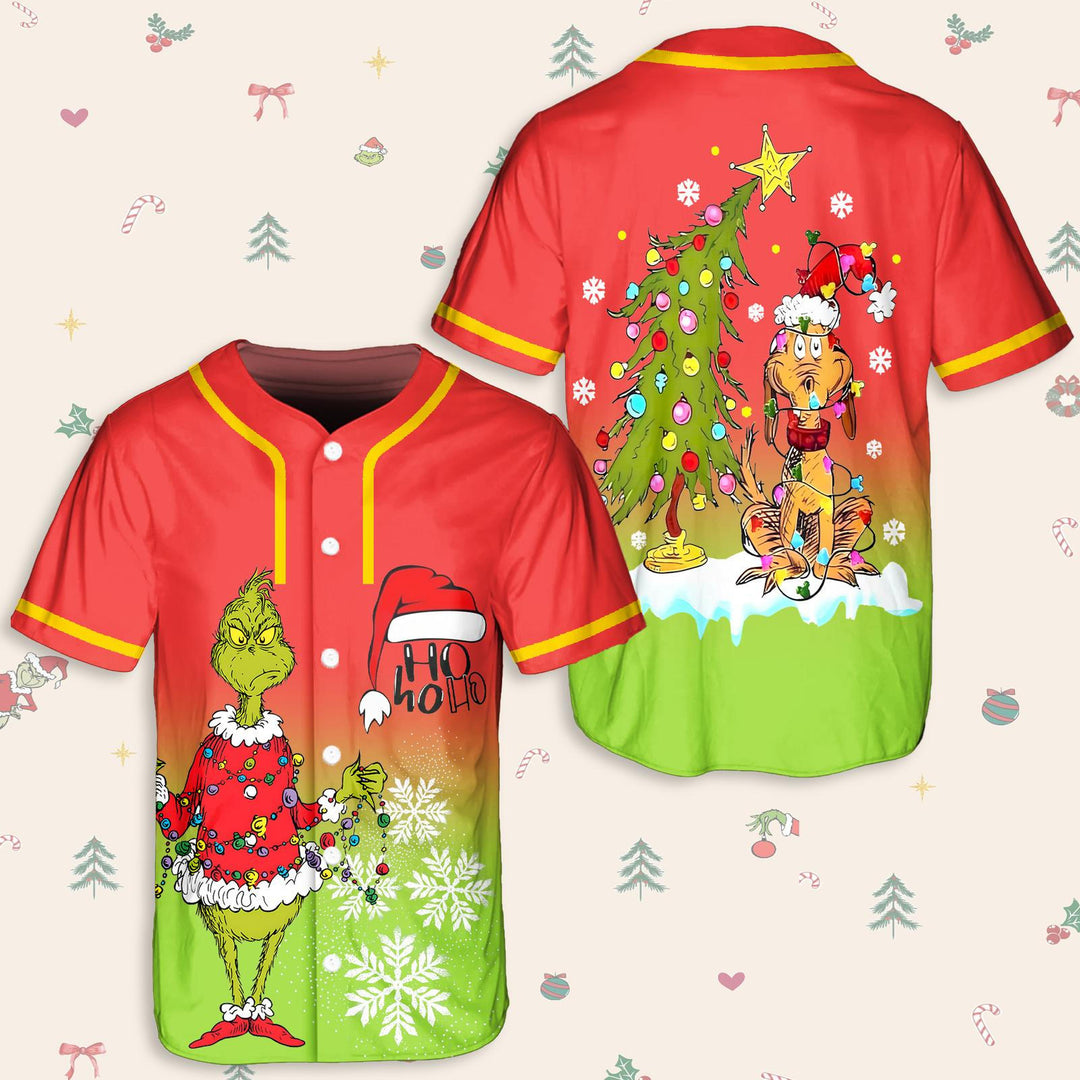 Christmas Grinch Print Baseball Jersey
