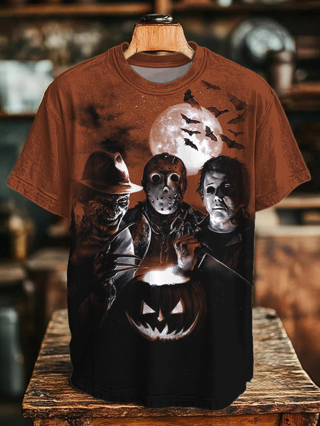 Halloween Horror Movie Print Crew Neck T-shirt