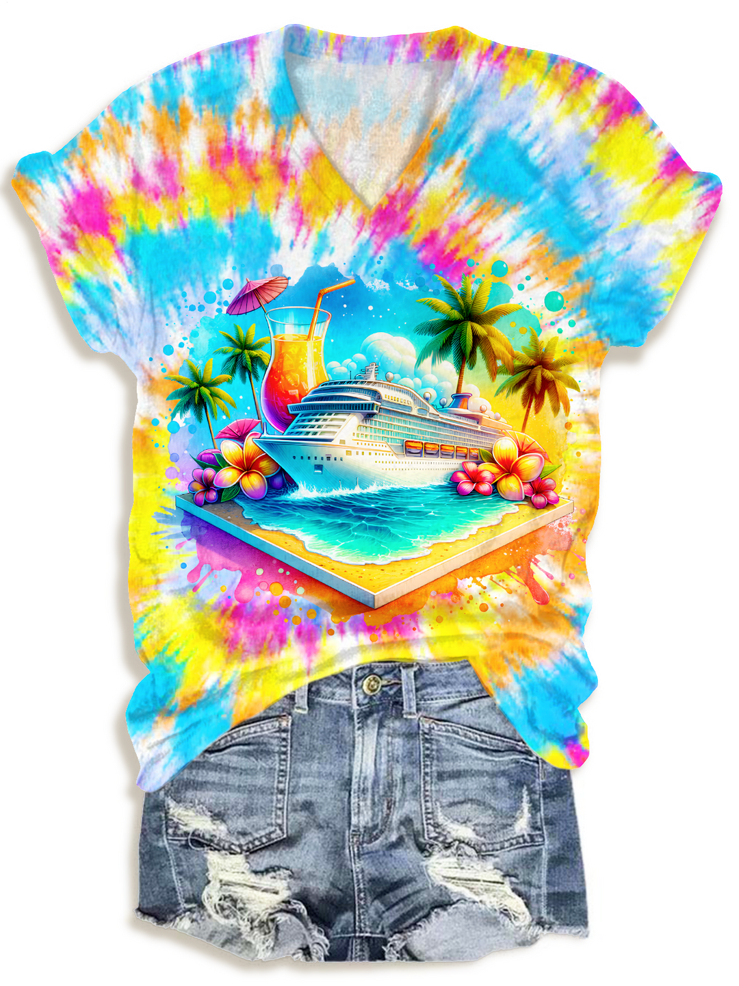 Cruise Watercolor V-neck T-Shirt