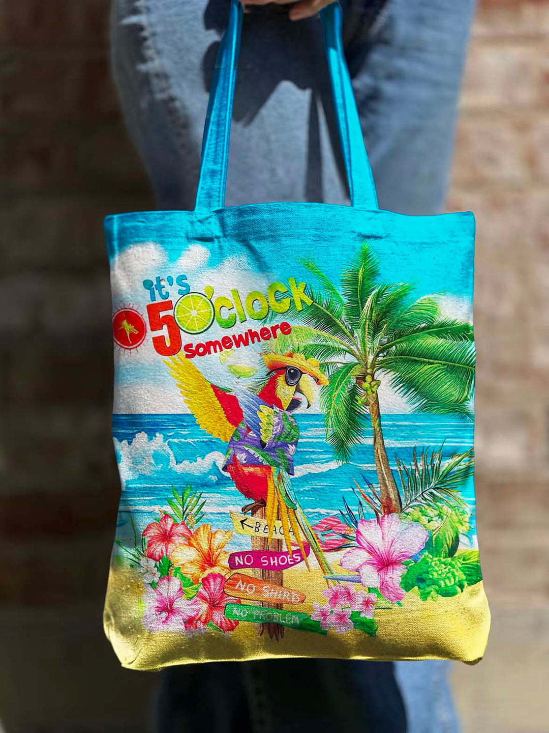 It's 5 O'Clock Somewhere Vacation Shoulder Zipper Canvas Bag