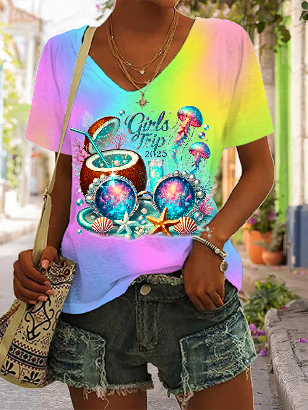 Girls Trip 2025 V Neck T-shirt