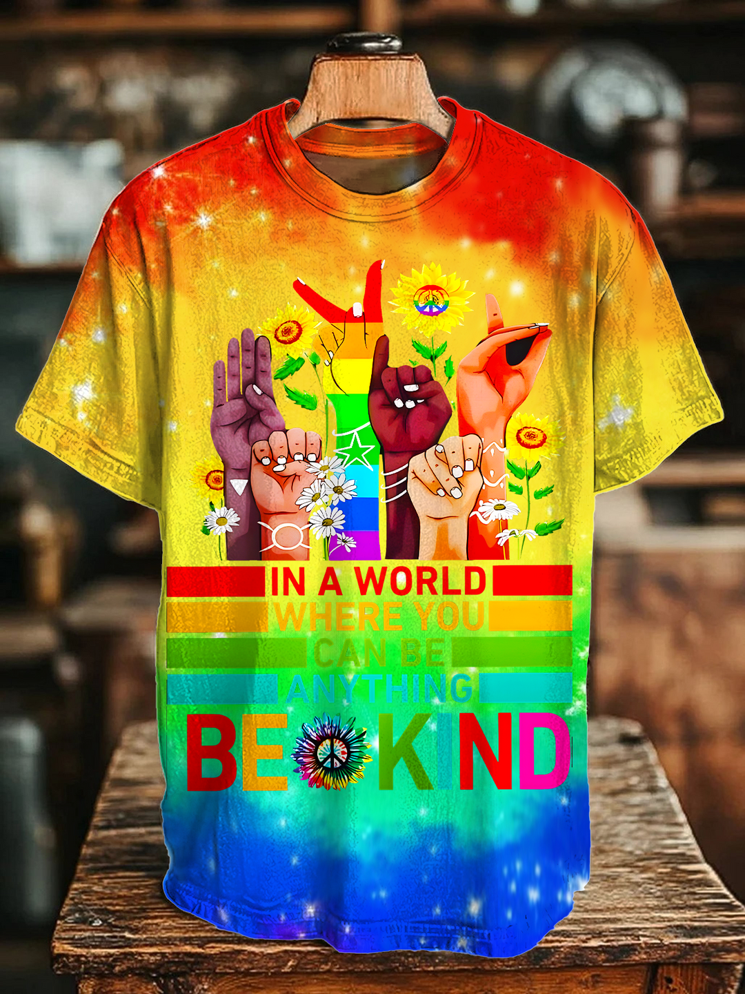 Be Kind Tie-Dye Hippie Crew Neck T-shirt