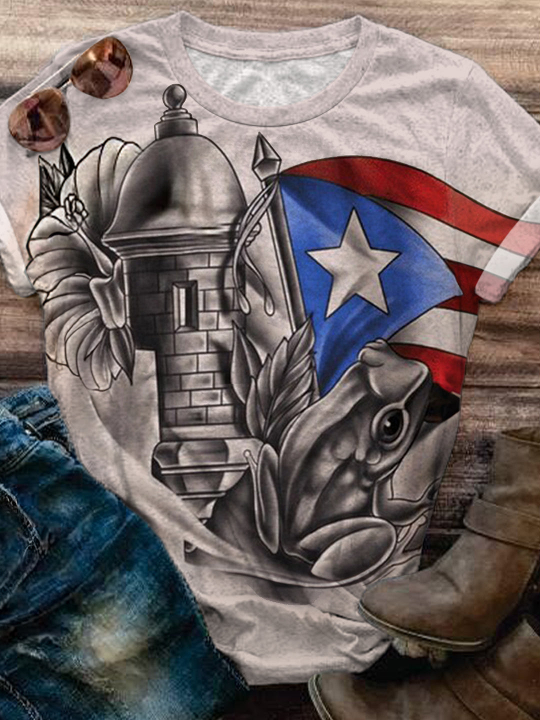 Puerto Rico Lovers Crew Neck T-shirt