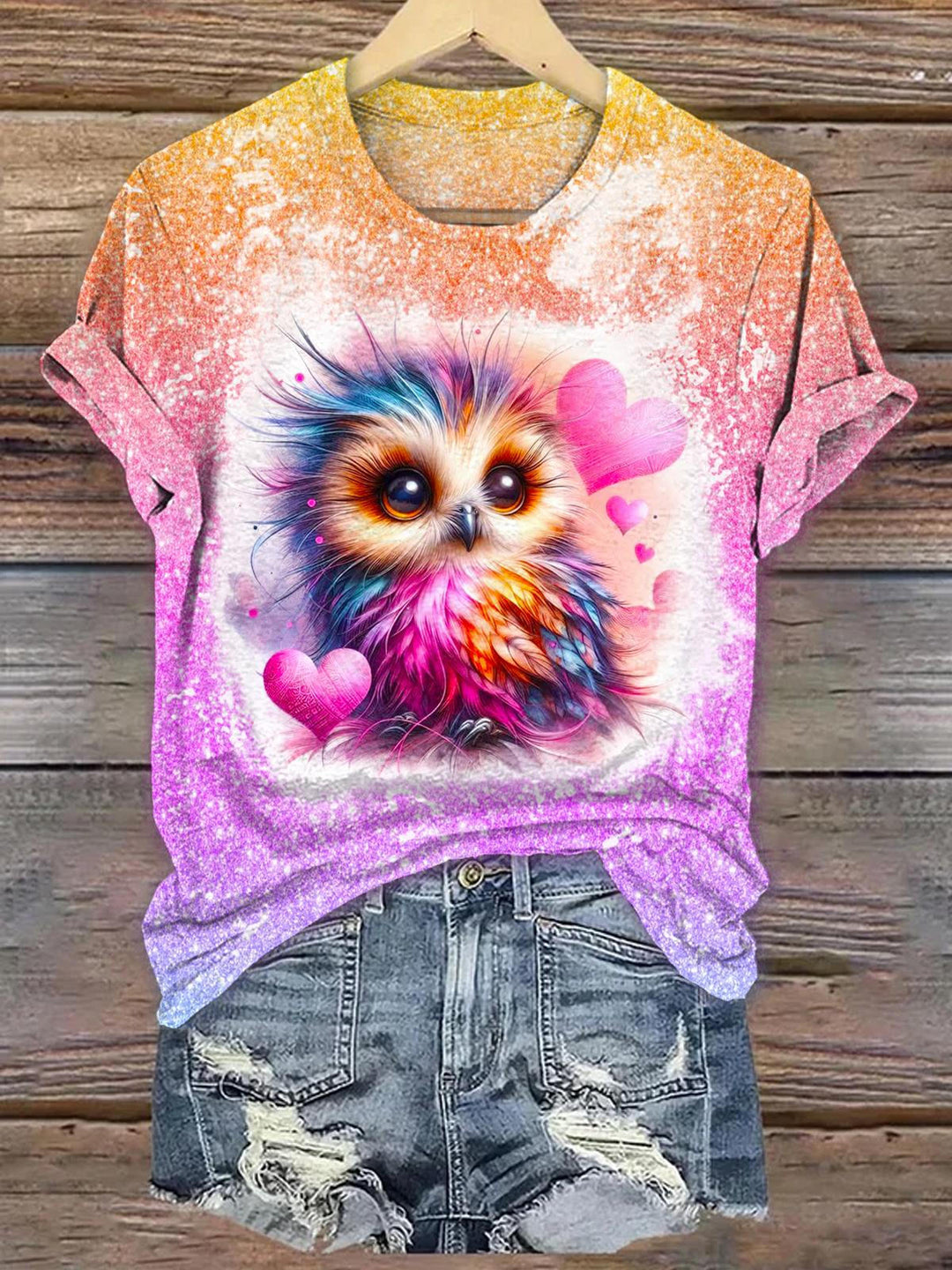 Cute Owl Crew Neck T-shirt