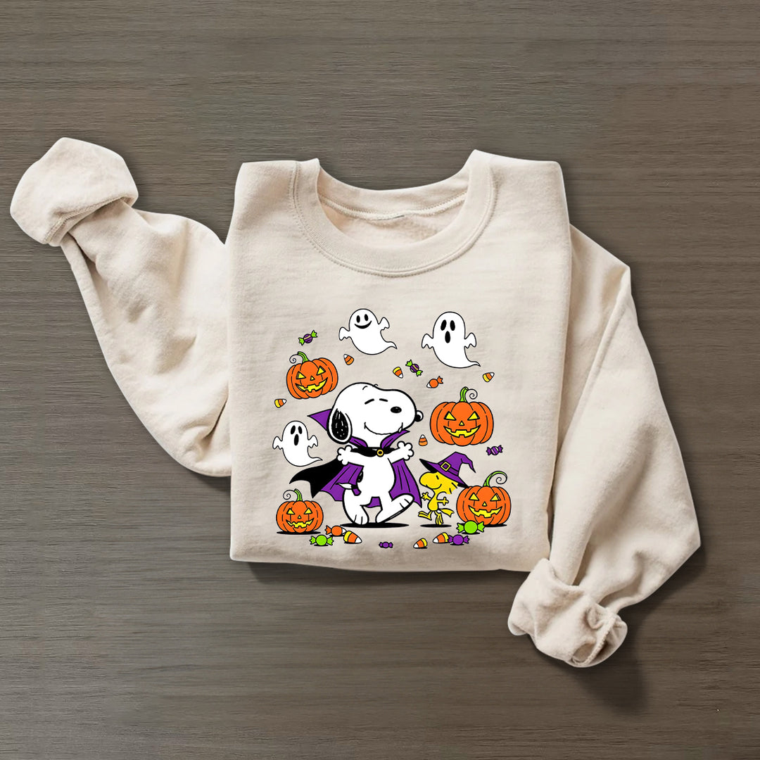Snoopy Halloween Pumpkin Printed Long Sleeve Casual Top