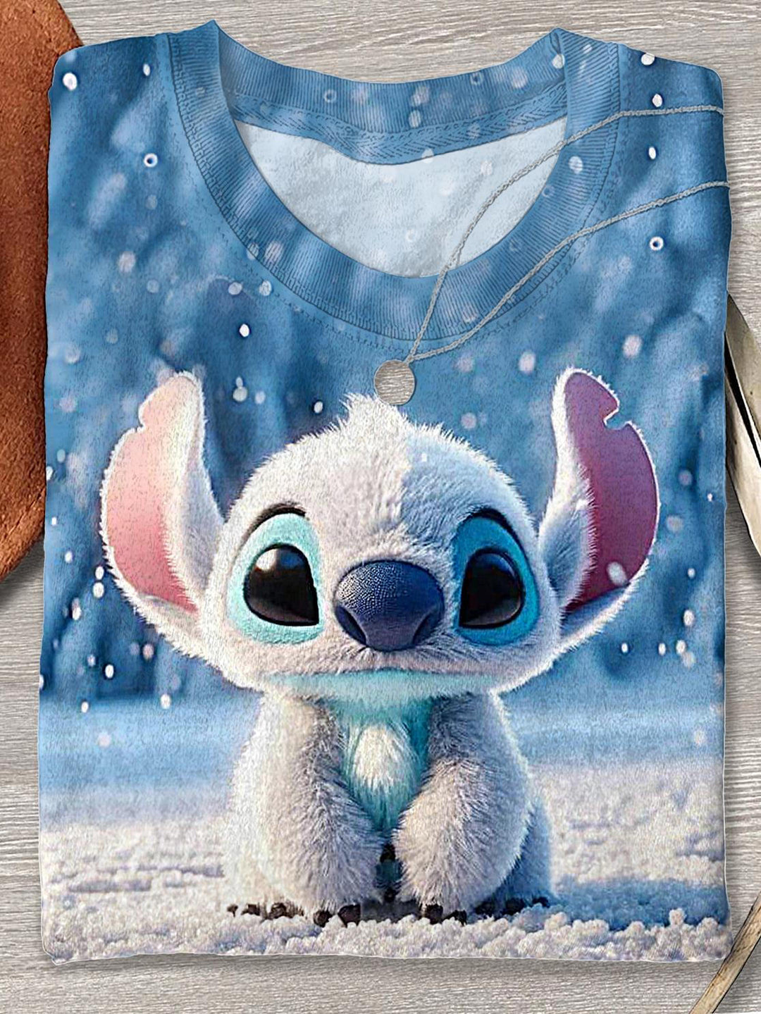 Women's Cute Stitch Print Crew Neck T-shirt