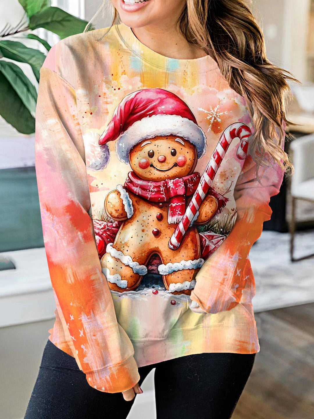 Winter Christmas Cookie Man Long Sleeve Casual Top