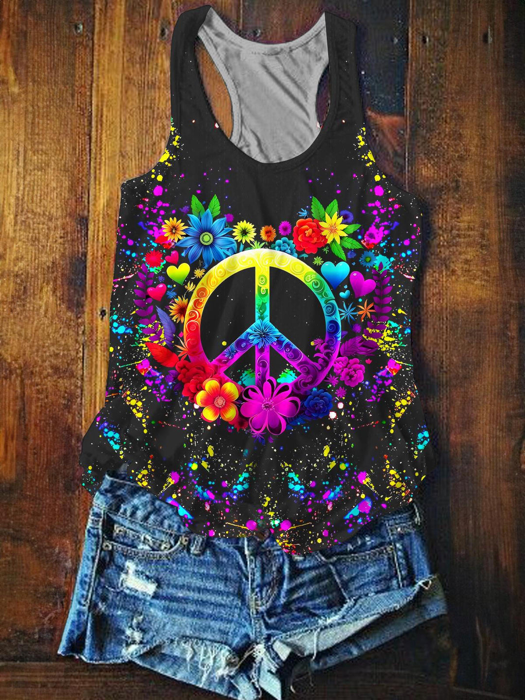 Tie-Dye Hippie Printed Casual Tank Top