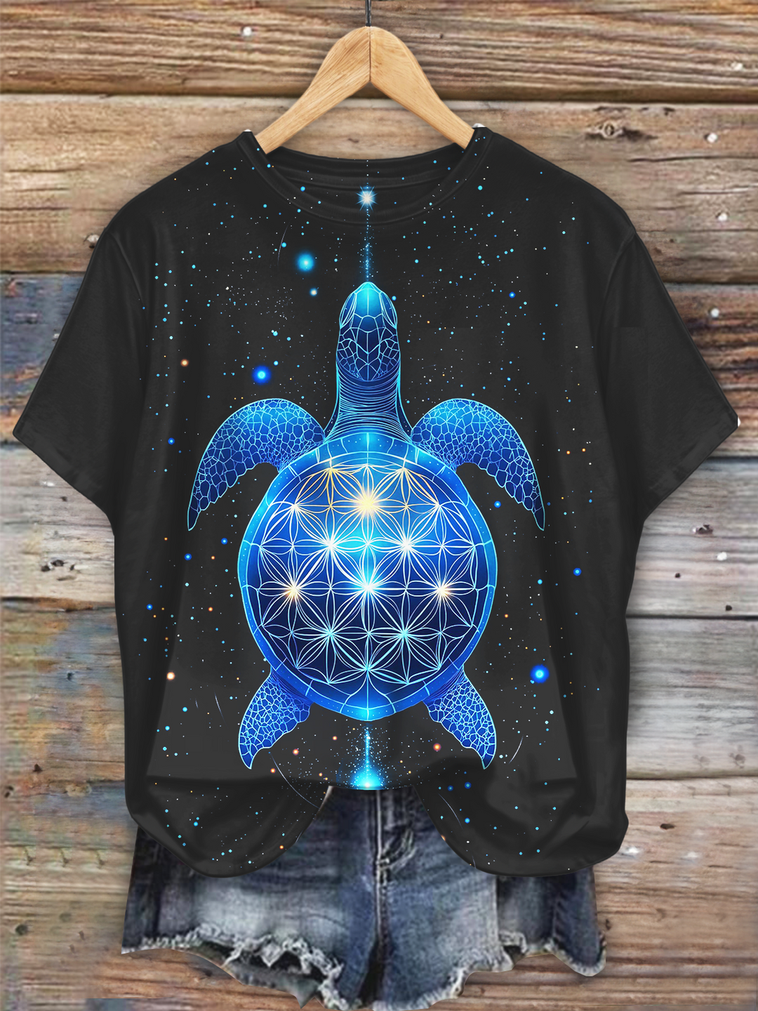 Glitter Sea Turtle Art Crew Neck T-shirt