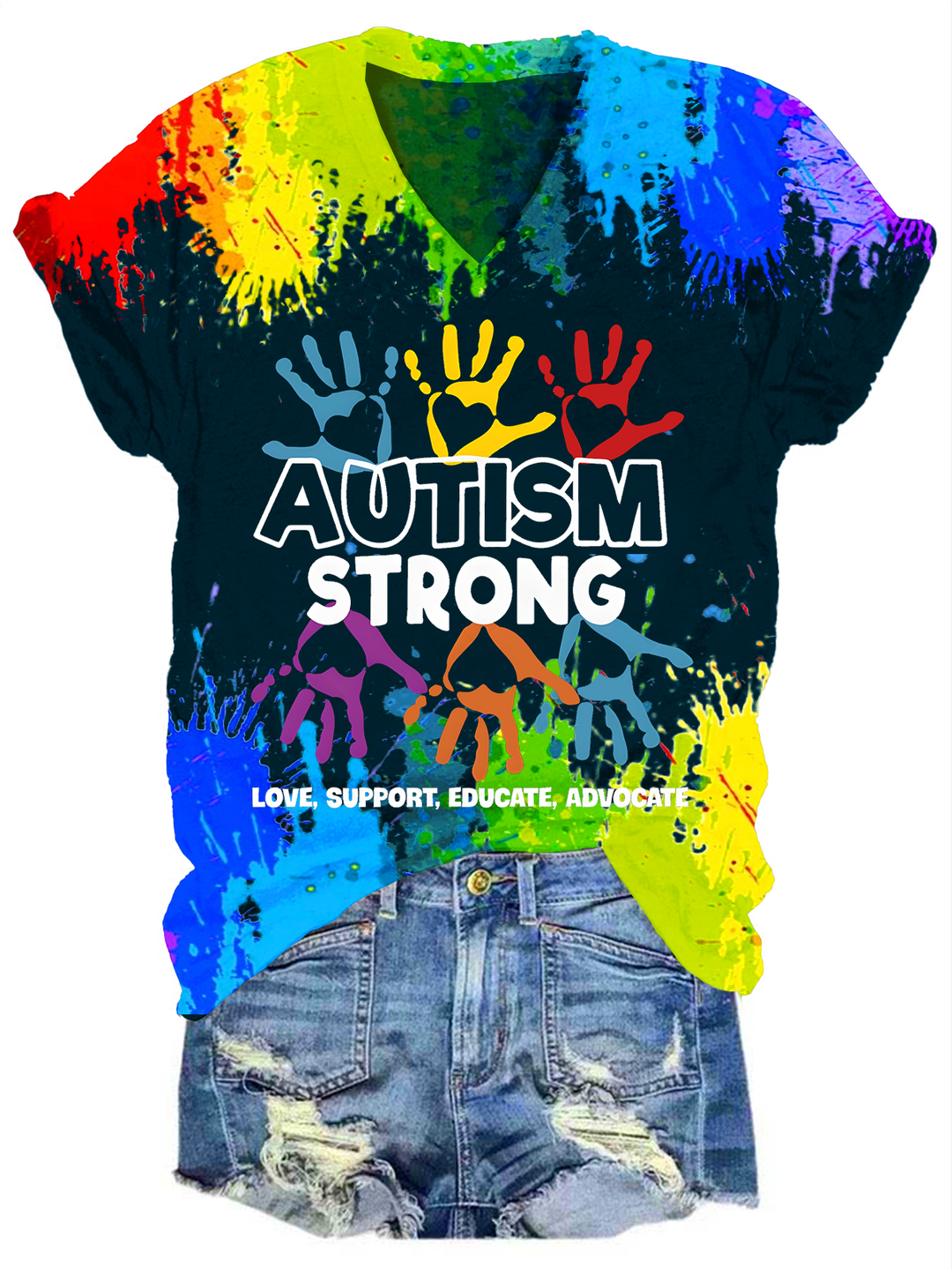 Autism Strong V-neck T-Shirt