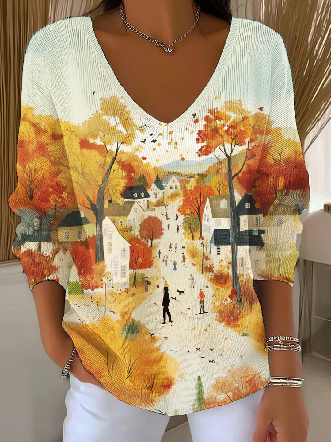 Cozy Fall Casual V Neck Pullover Sweater