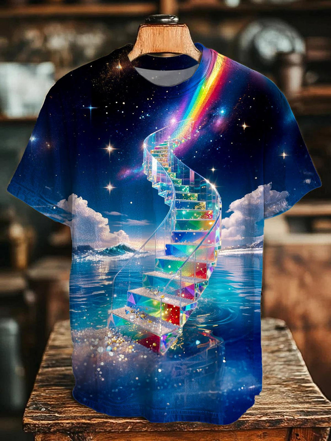Hippie Dream Stairs Round Neck Short Sleeve T-Shirt