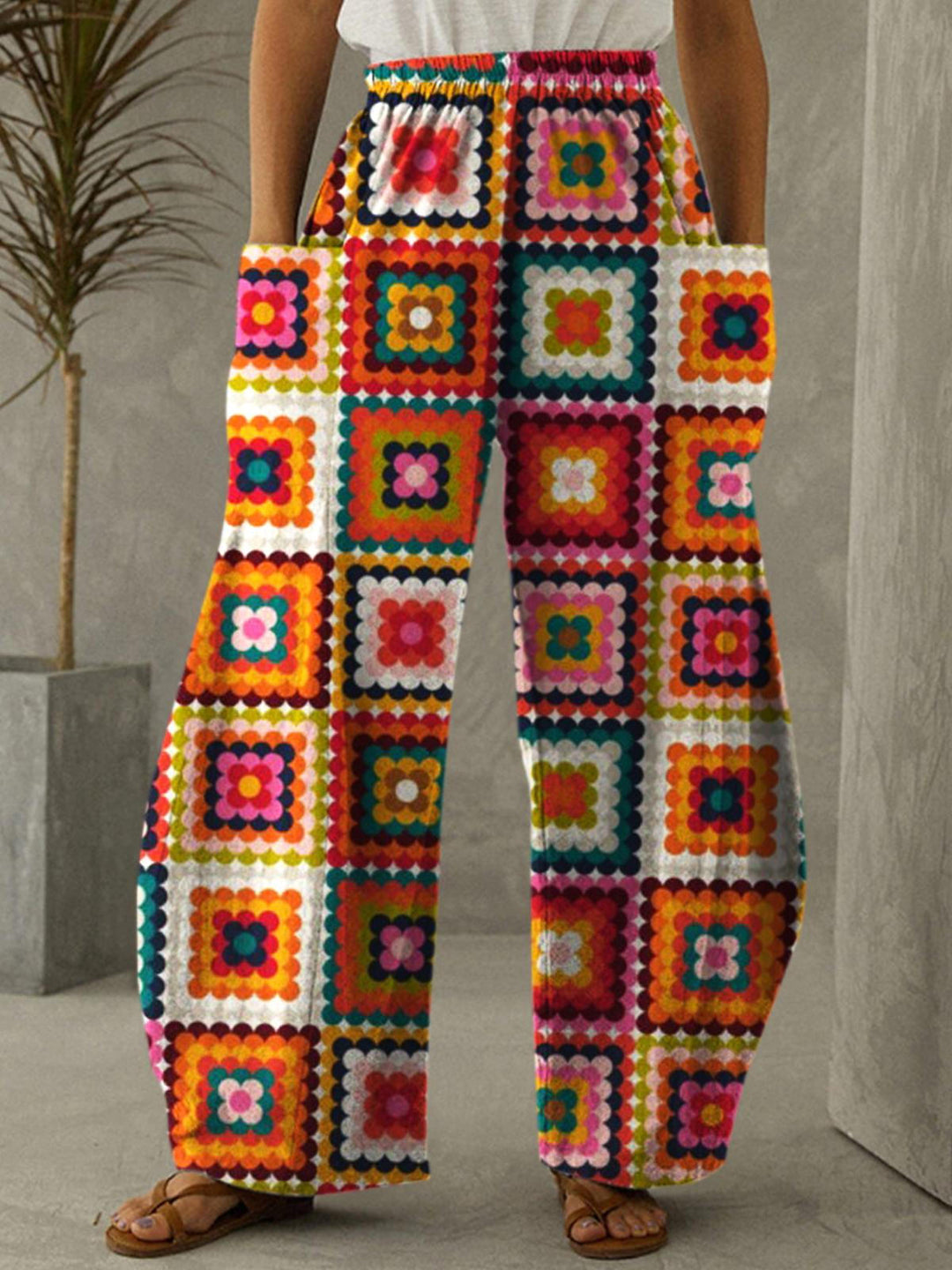 Women's Retro Printed Casual Pants